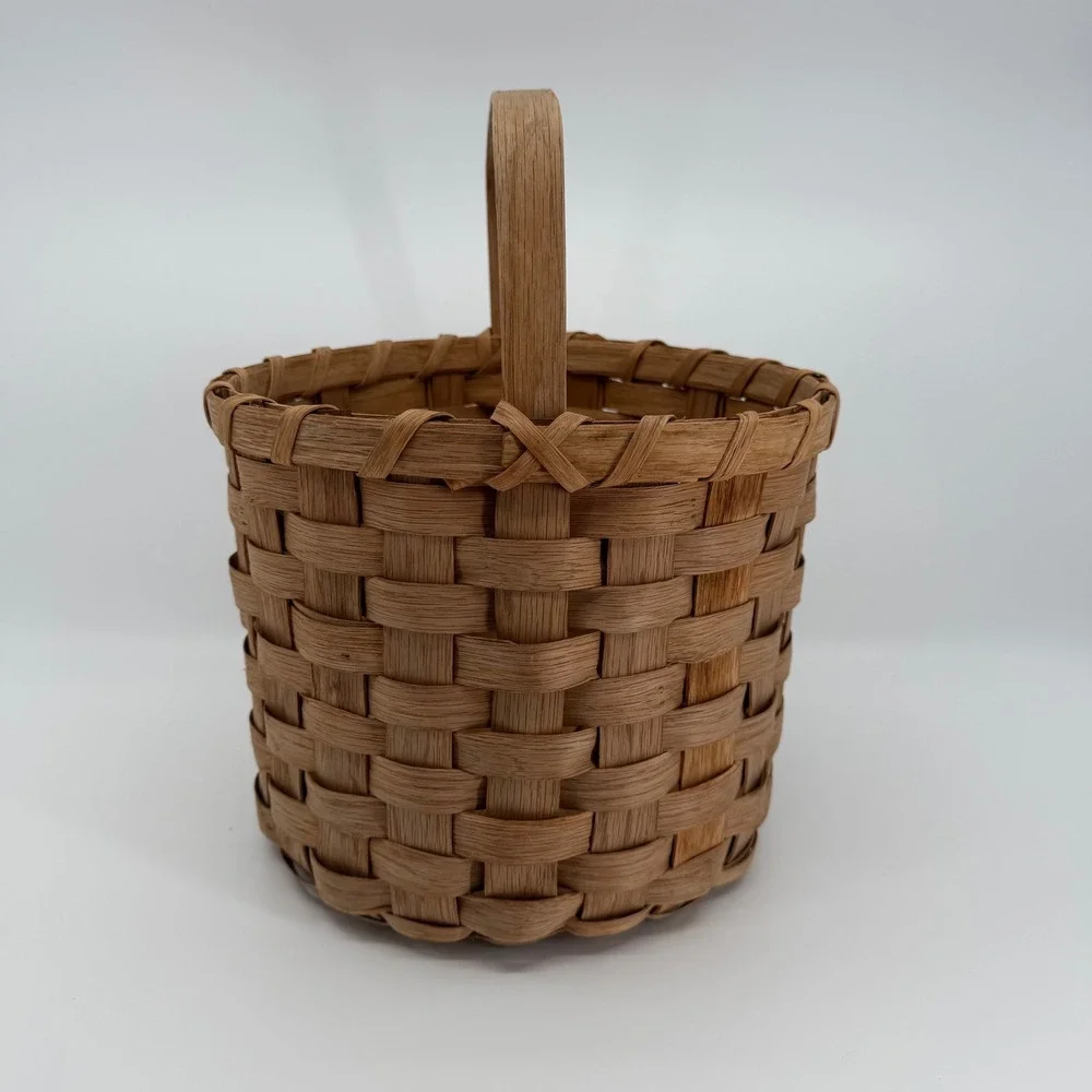 Vintage Handwoven Basket With Handle Rustic Farmhouse Cottage Decor Americana
